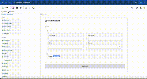 To JSON Component with Input Selected