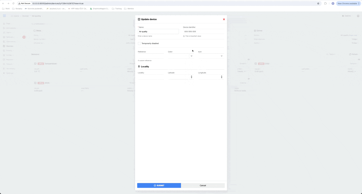 Filling device info