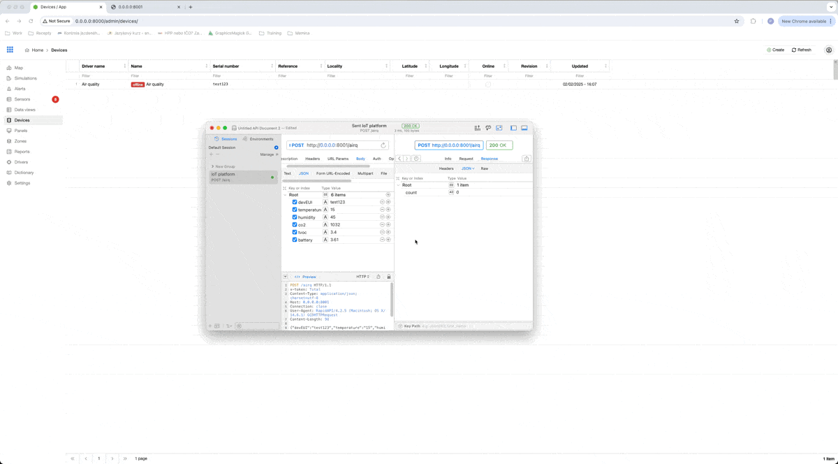 Example of receiving data