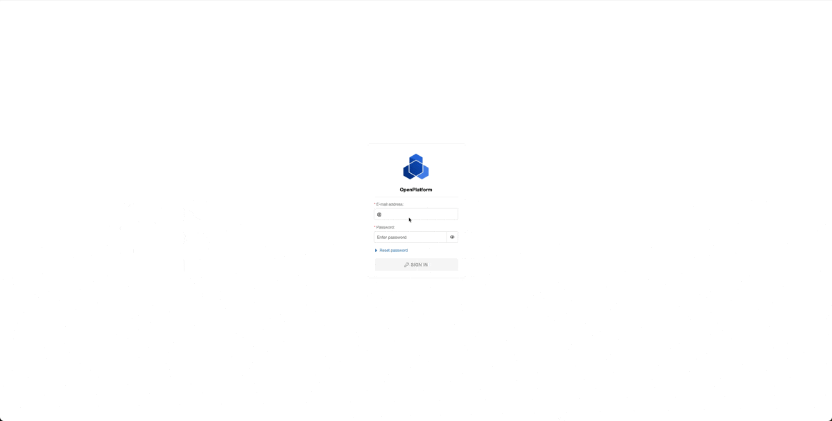 First login into the OpenPlatform