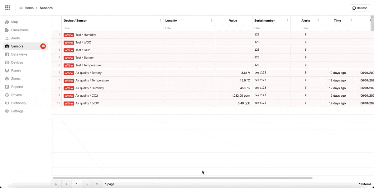 Example of receiving data to the device