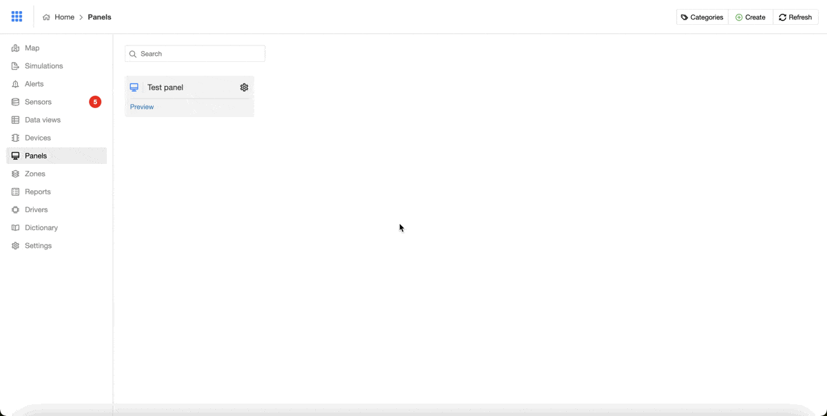 Rendering of a received value to the panel page