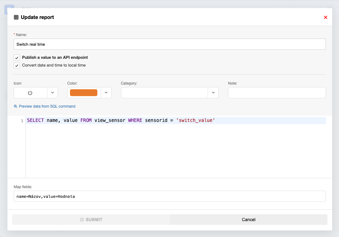 IoT platform Reports section