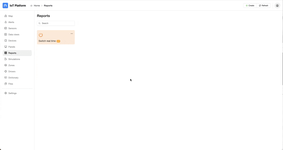 Report displayed in the application