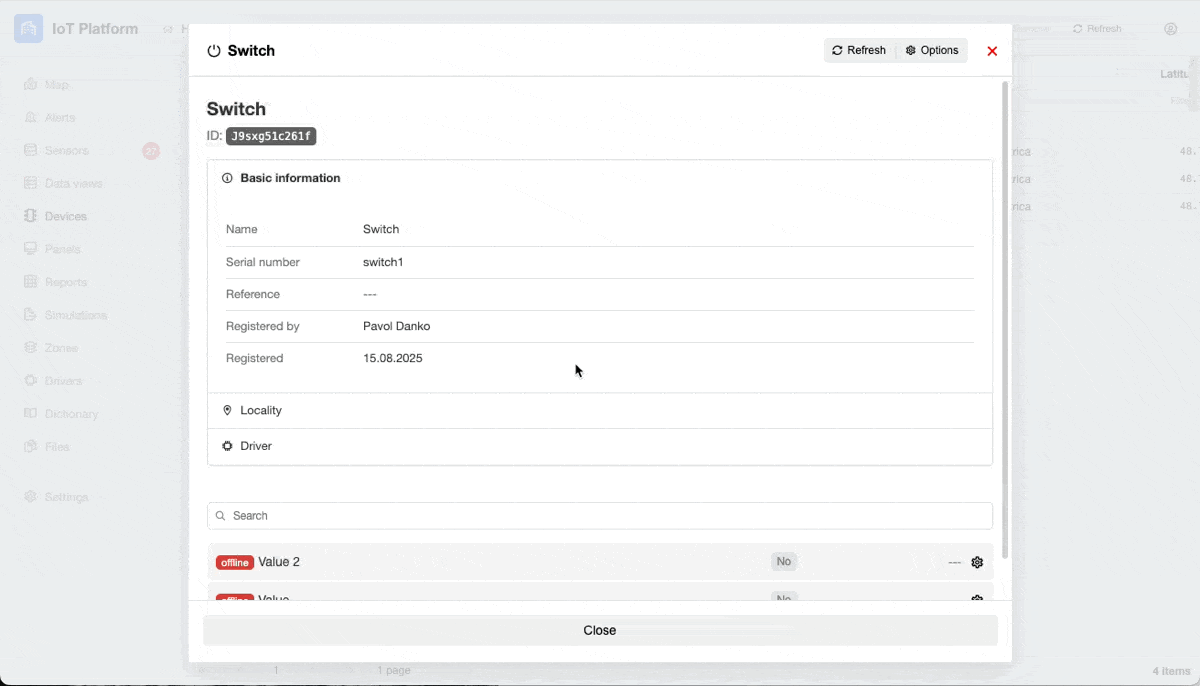 Sending data to the modified driver